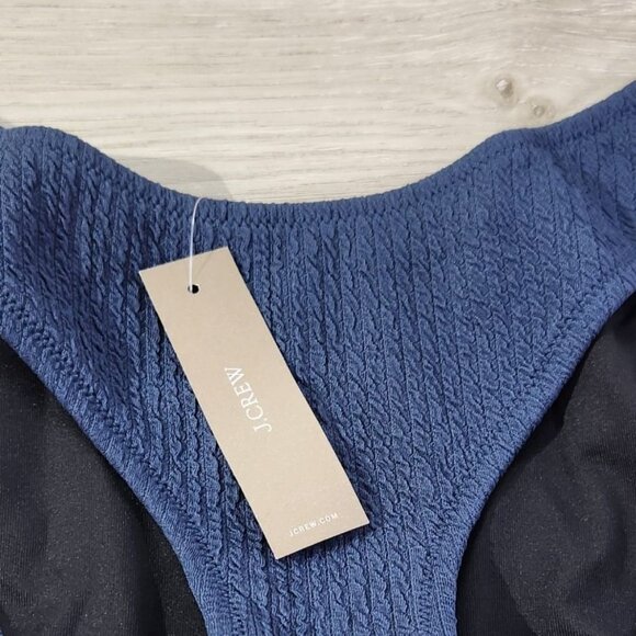 J. Crew Teal Textured Curved Waist Cheeky Bikini Bottom New With Tags Women's S - Picture 6 of 15